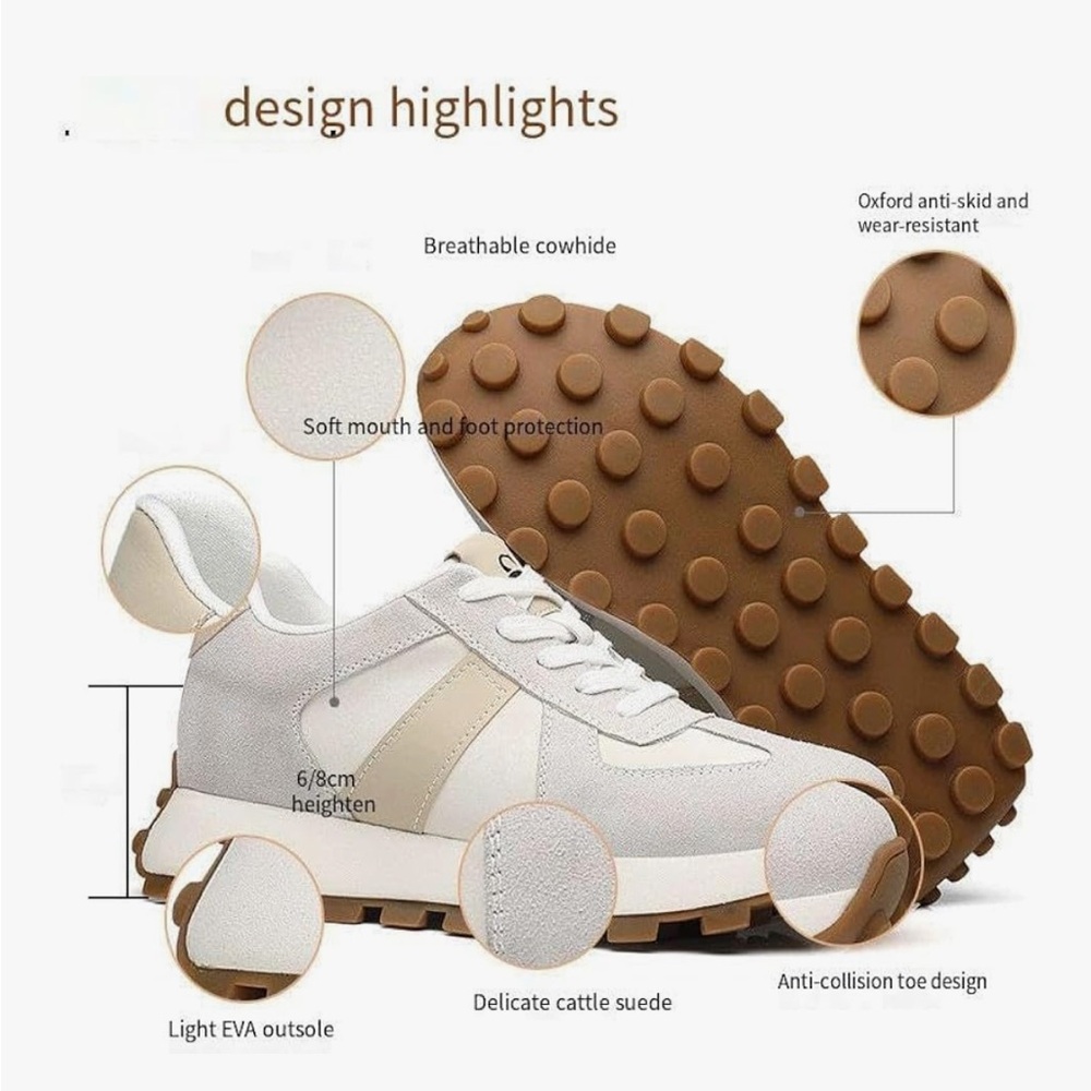 Tallure Women's Beige and White Sneakers - Picture 4 of 7
